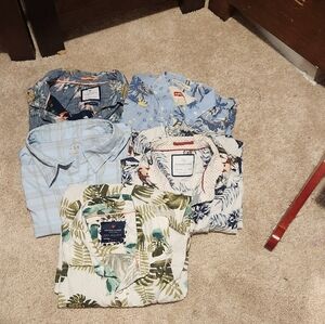 Denim & Flower Men's Assorted Casual Button-Down Shirts - Blue, White, Green